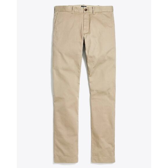 J. Crew Factory Slim Fit Chino Pants Mid-Rise Tapered Leg Khaki Tan NWT 32 x 32 - Picture 1 of 9
